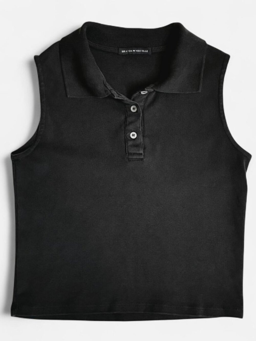 Brandy Melville Black Collared Button-Up Polo Tank
